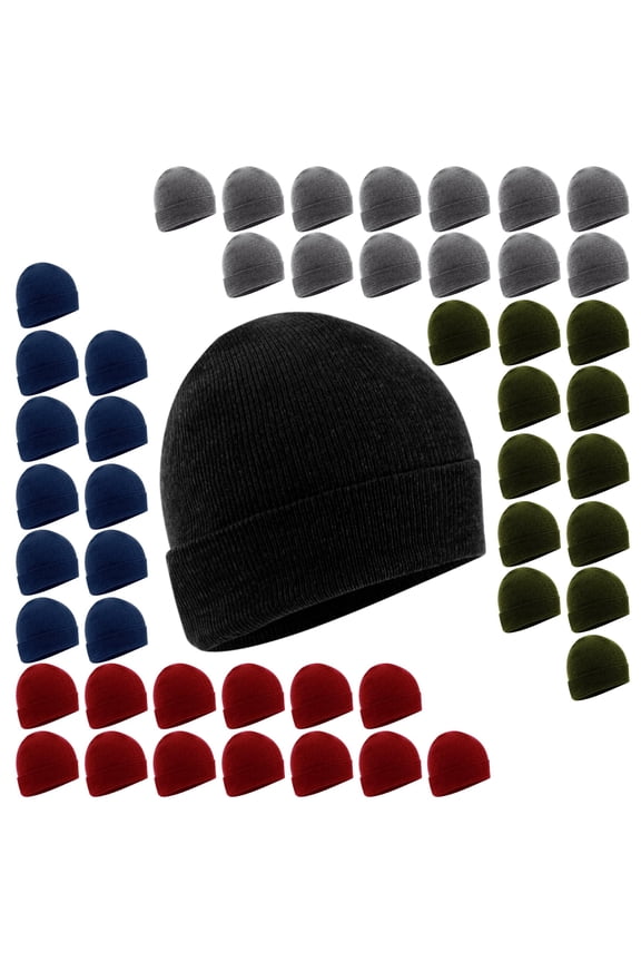50 pack Trail maker Adult One Size Mens Womens Stretch Knit Beanie Skull Hats in Assorted Colors