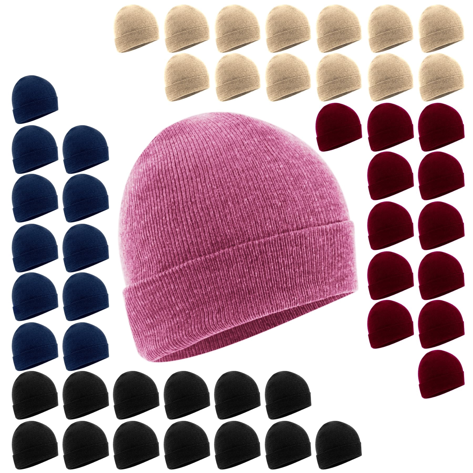 50 Pack Bulk Wholesale Stretch Knit Beanie Hats for Adults  display picture 2