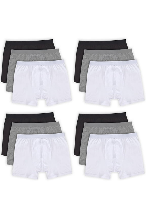 50 Pack of Bulk Wholesale Men's Cotton Moisture Wicking Multi Color Boxer Brief Underwear Assortment for Men, Homeless, Charity and Donation Drives in Large