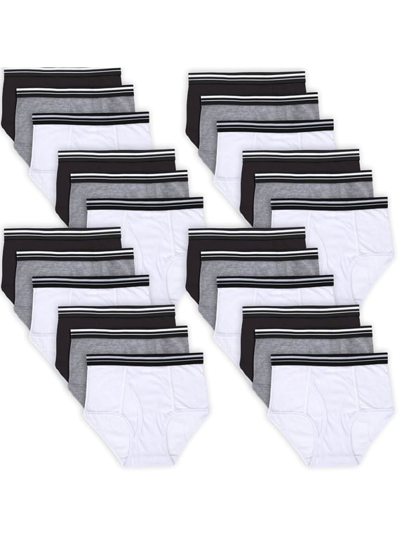50 Pack of Bulk Wholesale Men's Cotton Moisture Wicking Multi Color Brief Underwear Assortment for Men, Homeless, Charity and Donation Drives in Large