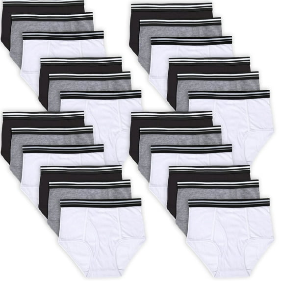 50 Pack of Bulk Wholesale Men's Cotton Moisture Wicking Multi Size Multi Color Brief Underwear Assortment for Men, Homeless, Charity and Donation Drives in Small, Medium, Large, Extra Large Combo