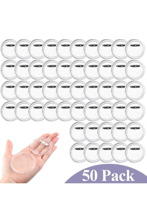 50 Pack Button Pins, 2.28in Clear Acrylic Custom Pins Bulk, DIY Blank Badge Pins with Metal Pin Backs, Make Your Own Photo Buttons for Crafts Supplies, Events, Parties & Teams