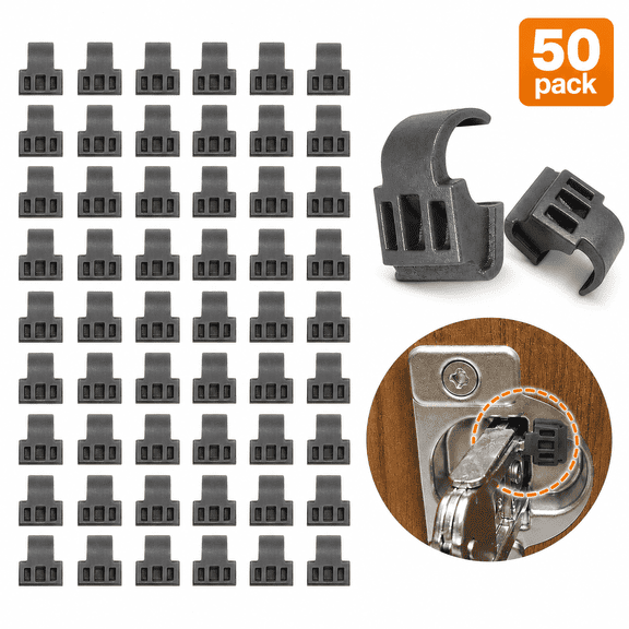 50 Pack Cabinet Hinge Restrictor Clips, 86 Degree Door Opening Limiter Clips for Face Frame Hinges, Kitchen Cabinet Door Restriction Clips, Plastic Hinge Angle Restrictors