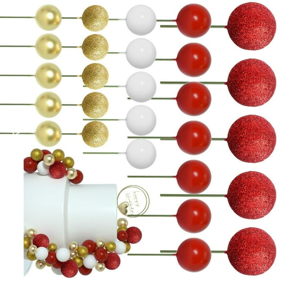 50 Pack Cake Toppers Set Round Designs Holiday Cake Decors Party Supplies