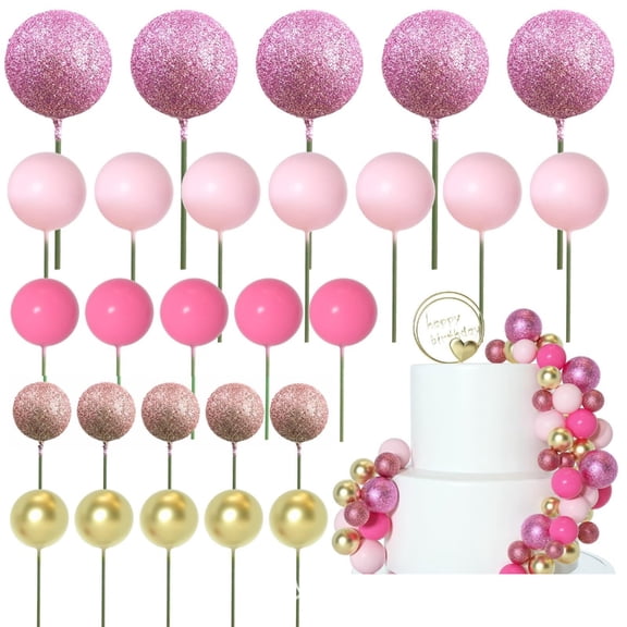50 Pack Cake Toppers Set Round Designs Holiday Cake Decors Party Supplies