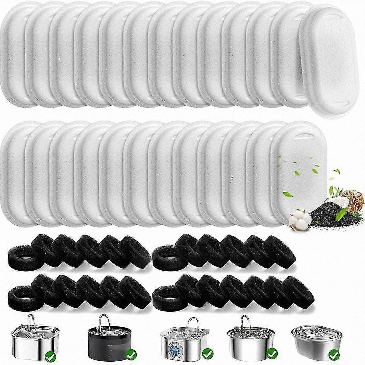 50 Pack Cat Water Fountain Filters for 108/3.2L & 67oz/2L Stainless Steel Pet Water Dispenser