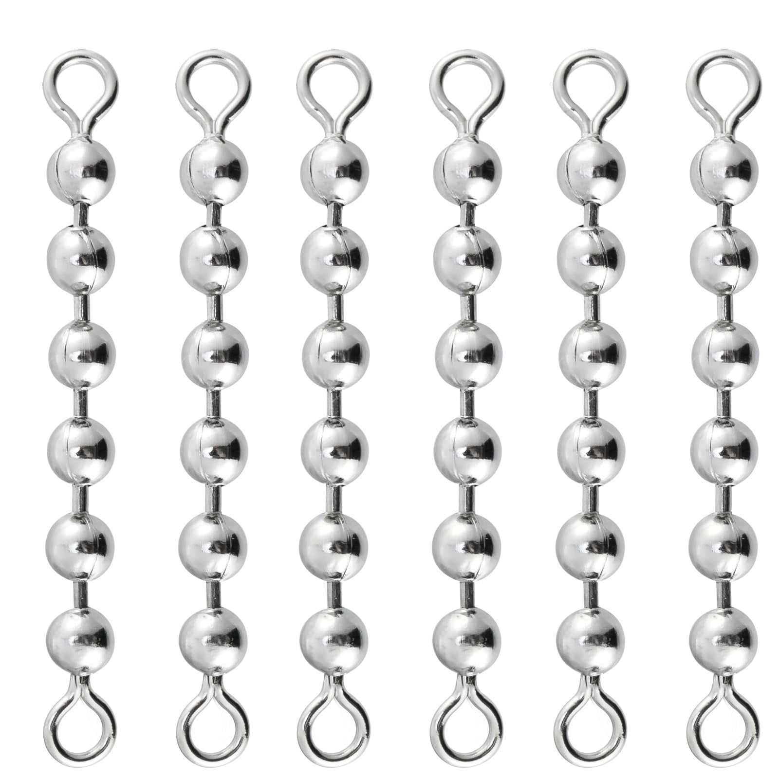 50Pack CatfishSpecialist Fishing Bead Chain Swivels RustResistant