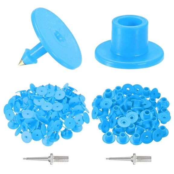 50-Pack Cattle Ear Tags with 2 Ear Label Needles, Plastic Round Blank Livestock Ear Tags for Cows/Sheep/Cattle/Pig [Blue]