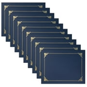 50 Pack Certificate Holders, Diploma Holders, Document Covers with Gold Foil Border, by Better Office Products, for Letter Size Paper, 50 Count (Blue)