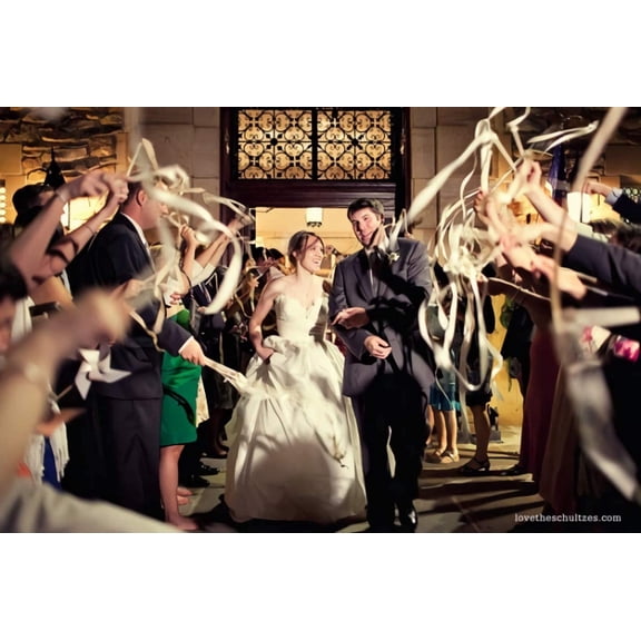 50 Pack Champagne Lace Ribbon Wands Party Streamers with Bells Silk Fairy Stick Wand Party Favors for Wedding Send off Party Activities Baby Shower Holiday Celebration Champagne Lace Ribbon