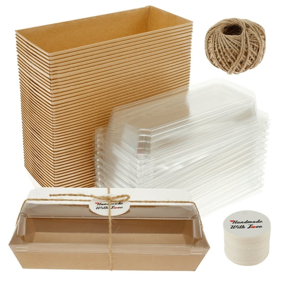 50 Pack Charcuterie Boxes with Clear Lids,Paper Bakery Boxes with Window Take Out Containers for Cupcakes,Salads,Strawberries,Cookies and Treats (7.48x3.35 In)