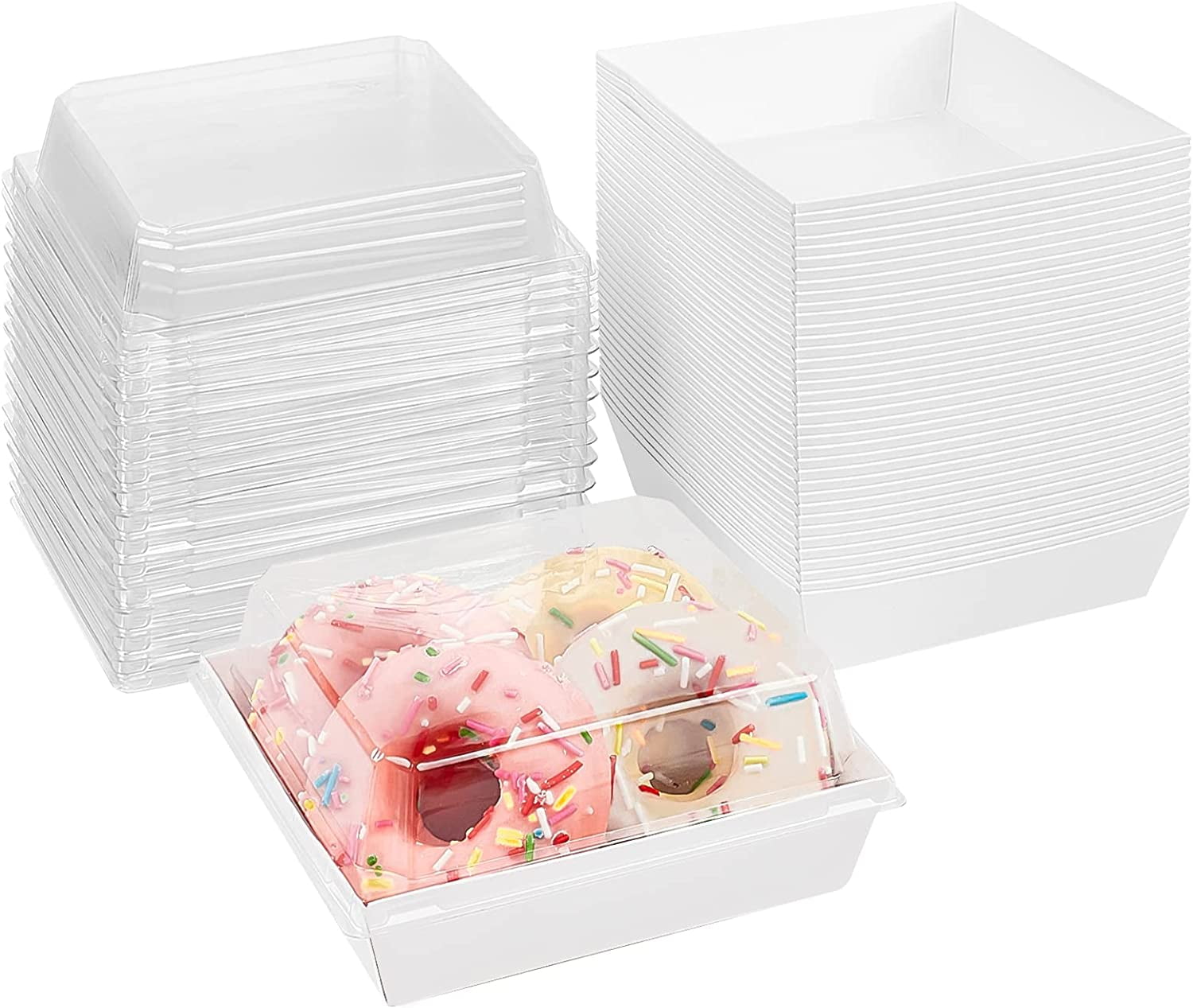 50 Pack Charcuterie Boxes with Clear Lids Versatile White Bakery