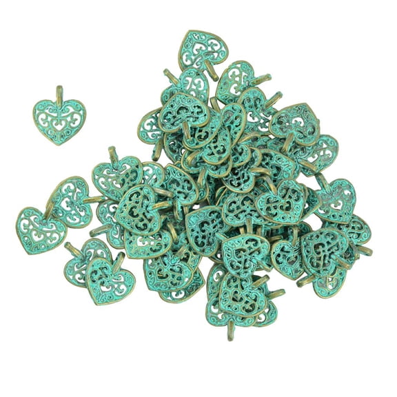 50 Pack Charm Bracelet Charms Pendant Bronze Green for DIY Jewelry Making Crafting Gift Necklace Findings Valentine Day Handcraft