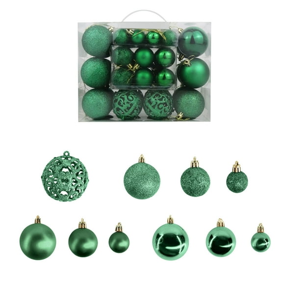 50-Pack Christmas Ball Ornaments Set - Assorted Hollow, Glitter & Glossy Balls for Tree Decor, Wreaths, Garlands - Durable Plastic Holiday Decorations