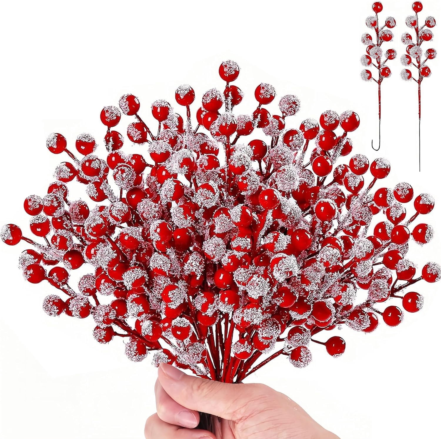 AZPPANXI 50-Pack Christmas Berry Picks, 8 Inch Artificial Red Berries ...
