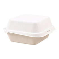 50 Pack Clamshell Take Out Food Containers, 6 Inches Disposable To-Go Food Containers, Square Bento Cake Box for Hamburger Sandwiches Chips