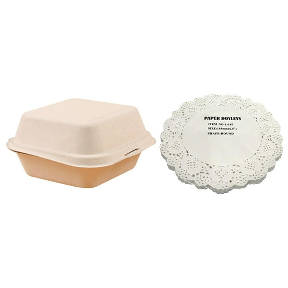 50 Pack Clamshell Take Out Food Containers, 6 Inches Disposable To-Go Food Containers, Square Bento Cake Box for Hamburger Sandwiches Chips