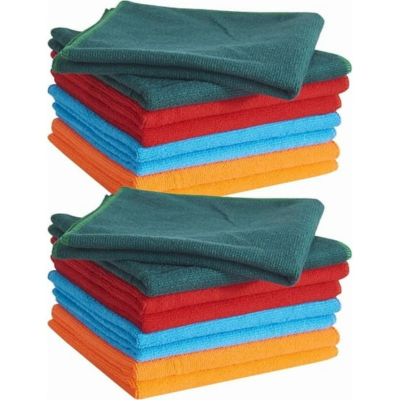 50 Pack Cleaning Cloths, Reusable Microfiber Cloth, Nanoscale Cleaning Cloth Lint Free Cloth Easy Clean(Mixed [3pink+Green+Blue+Yellow]
