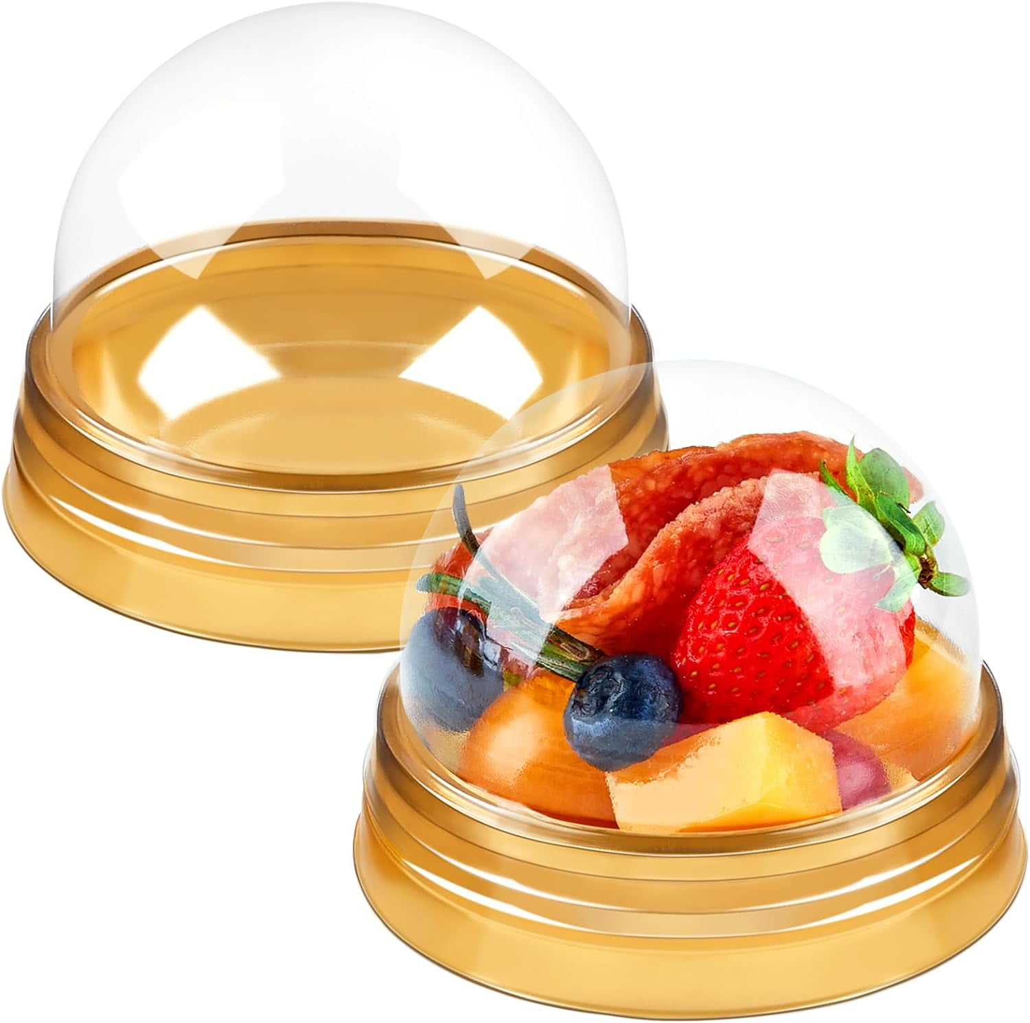 50 Pack Clear Plastic Bundt Cake Containers with Dome Lids Sturdy