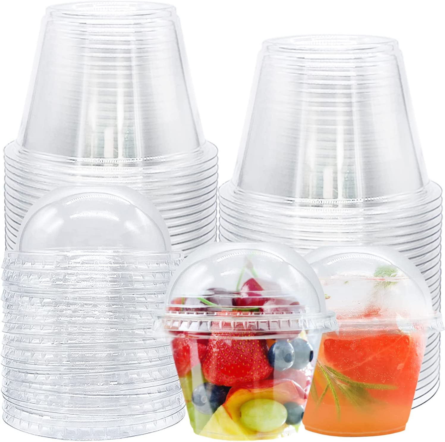 50Pack Clear Plastic Cups with Lids, 6 oz Perfect Mini Parfait Cups