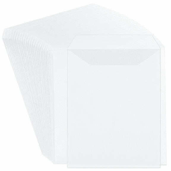 50-Pack Clear Stamp and Die Storage Pockets, 5.5 x 7.25-Inch CPP Plastic Organizer Sleeves with Tuck-In Flaps