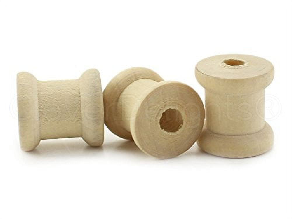 CleverDelights 1 3/4 x 1 1/8 Wood Spools - 25 Pack - Empty Craft Spools