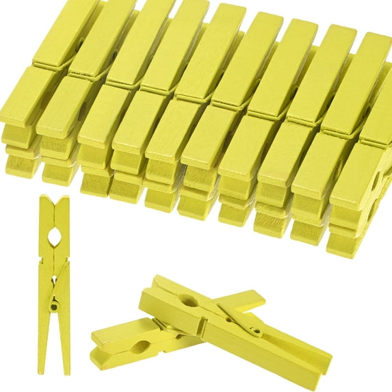 50-Pack Colored Clothespins Wooden, 2.8 Inch/72mm Colorful Clothes Pins for Hanging Clothing/Crafts[Yellow]