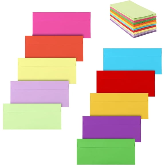 50 Pack Colorful Envelopes #10,Envelopes Letter Size,#10 Business Envelopes,Envelope Self Seal for Business,Office Checks,Letter,Mailing Invoices,Invitation(4.13 x 9.49 in)