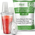 50 Pack Compostable Cups with Strawless SnapOpen Sipper Lids Ideal