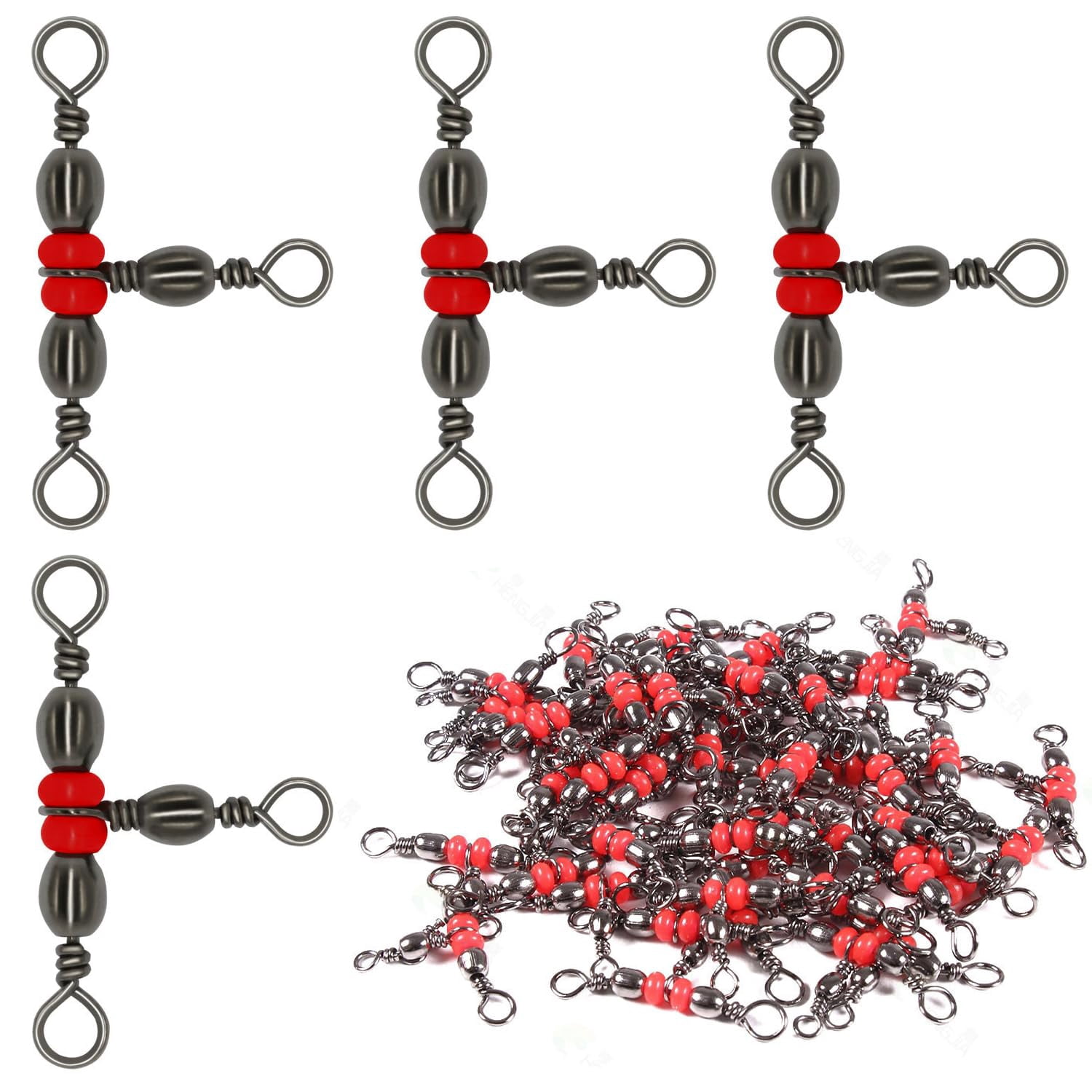 50 Pack Copper Three Way Swivel Crossline Connector for Fishing Tackle ...