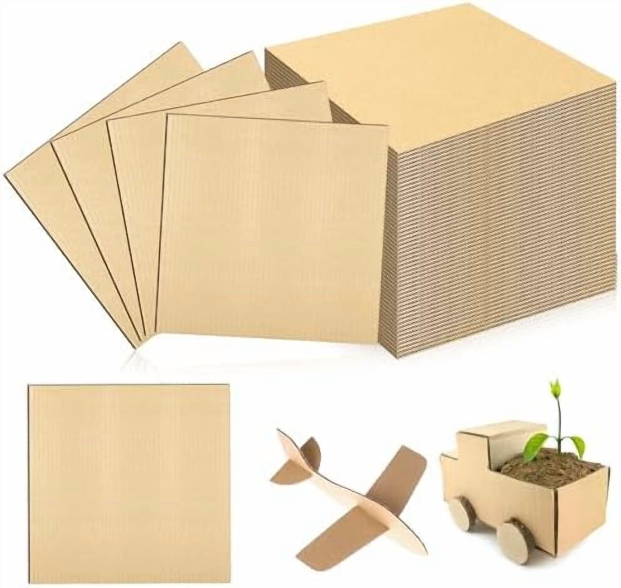 50 Pack Corrugated Cardboard Sheets, 12 x 12 Inch, Flat Square Inserts ...