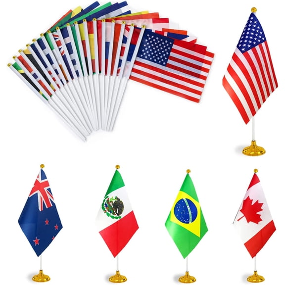 50 Pack Countries Flag World National Table Flag Small Mini Country Desk Flags With Stand Base,For Country Cup Sports Events Grand Opening Party Festival Decorations