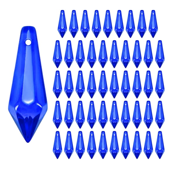 50-Pack Crystal Icicle Prisms, 34mm/1.34 Inch Hanging Crystals Chandelier Prisms for Home/Windows/Garden/DIY[Blue]