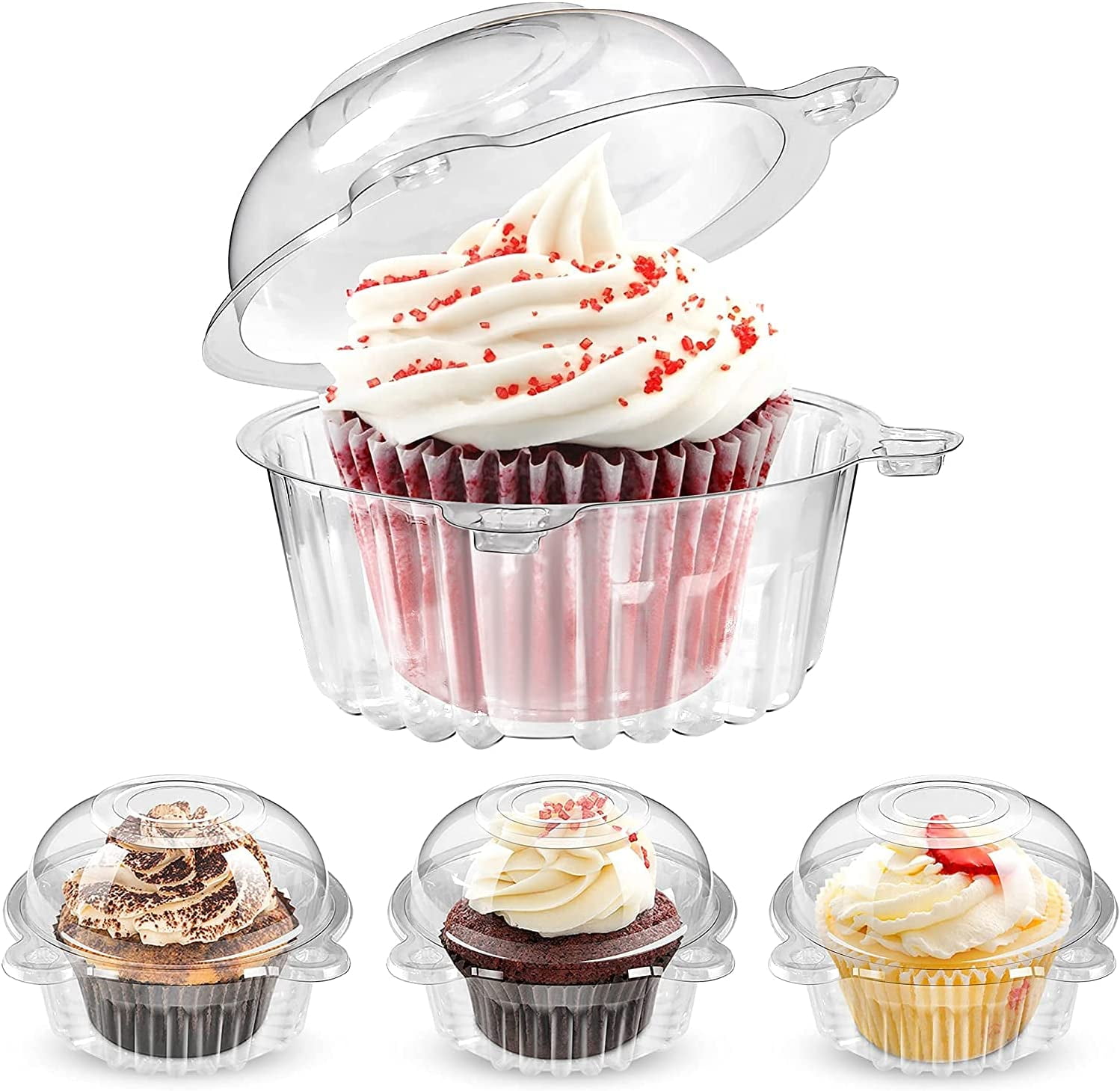 100pcs Individual Cupcake Container 45 Inch Cupcake Boxes Single For Home  Baking Clear Plastic Cupcake Holder With Lids For Party Wedding Birthday Bab