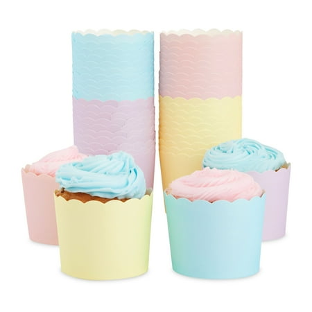 50 Pack Cupcake Liners Wrappers, Muffin Paper Baking Cup for Birthday Party, Rainbow Pastel Color