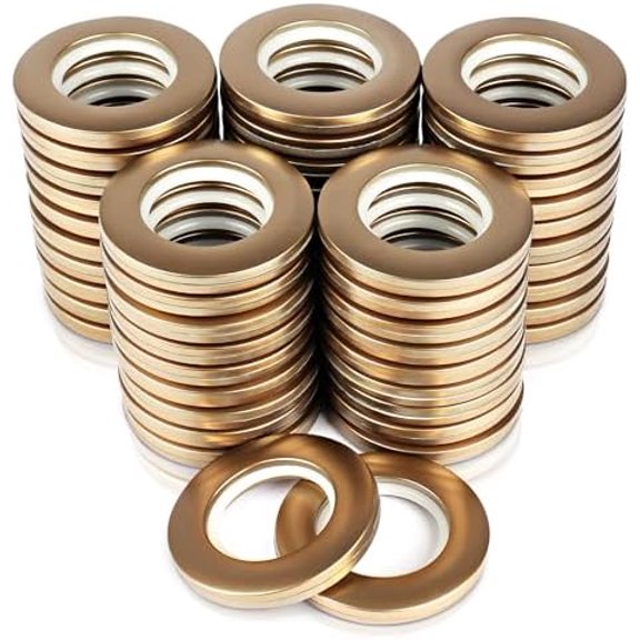 50 Pack Curtain Grommet 1-9/16 Inner Diameter 40mm Inner Plastic Ring Can Make Curtain Grommet Kit A Bit Quieter On The Rod for Window Shower Drapery,Living Room(Gold)
