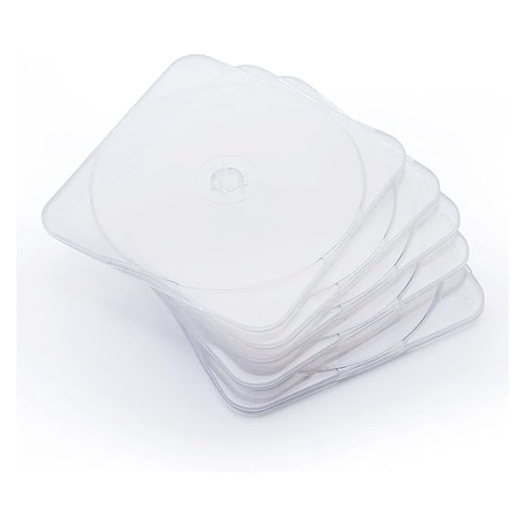50 Pack DVD Cases - Ultra Slim Clear Disc Cases with Lock - Square & Disc Shaped - Single Disc Storage - Impact Resistant PP Plastic - DVD/Blu-ray Protection