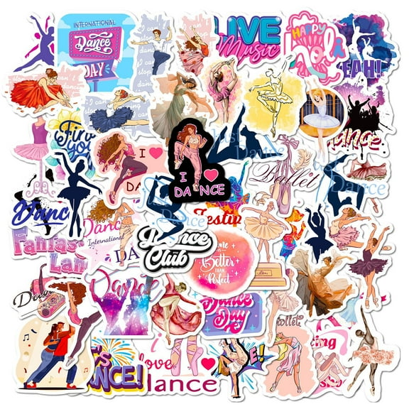 50-Pack Dance Stickers - Ballet, Cheerleading, Dance Studio, Bedroom Graffiti Style Stickers