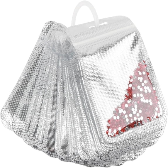 50 Pack Diamond Painting Bead Storage Bags Reusable Sealed Pouches with Ring for Craft Beads Sewing Tools