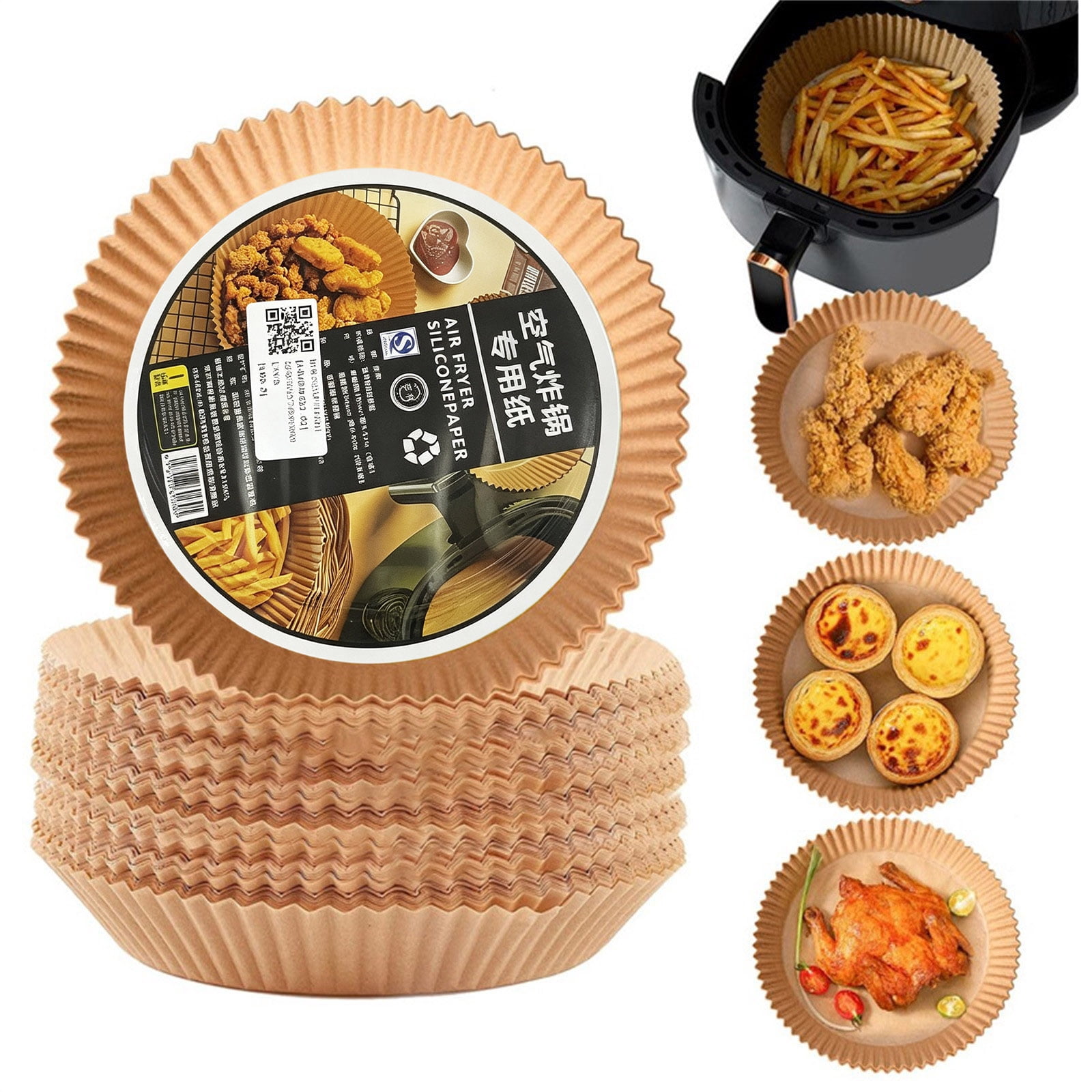 50 Pack Disposable Air Fryer Liners Round 6 Inch, Non-Stick Airfryer ...