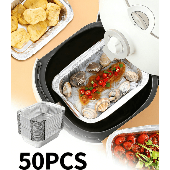 50-Pack Disposable Aluminum Foil Baking Pans - 9x13 Inch Rectangular Pans for Cakes, Brownies, Lasagna, Meatloaf & Food Storage - Oven, Freezer & Dishwasher Safe - Eco-Friendly Kitchen Essentials