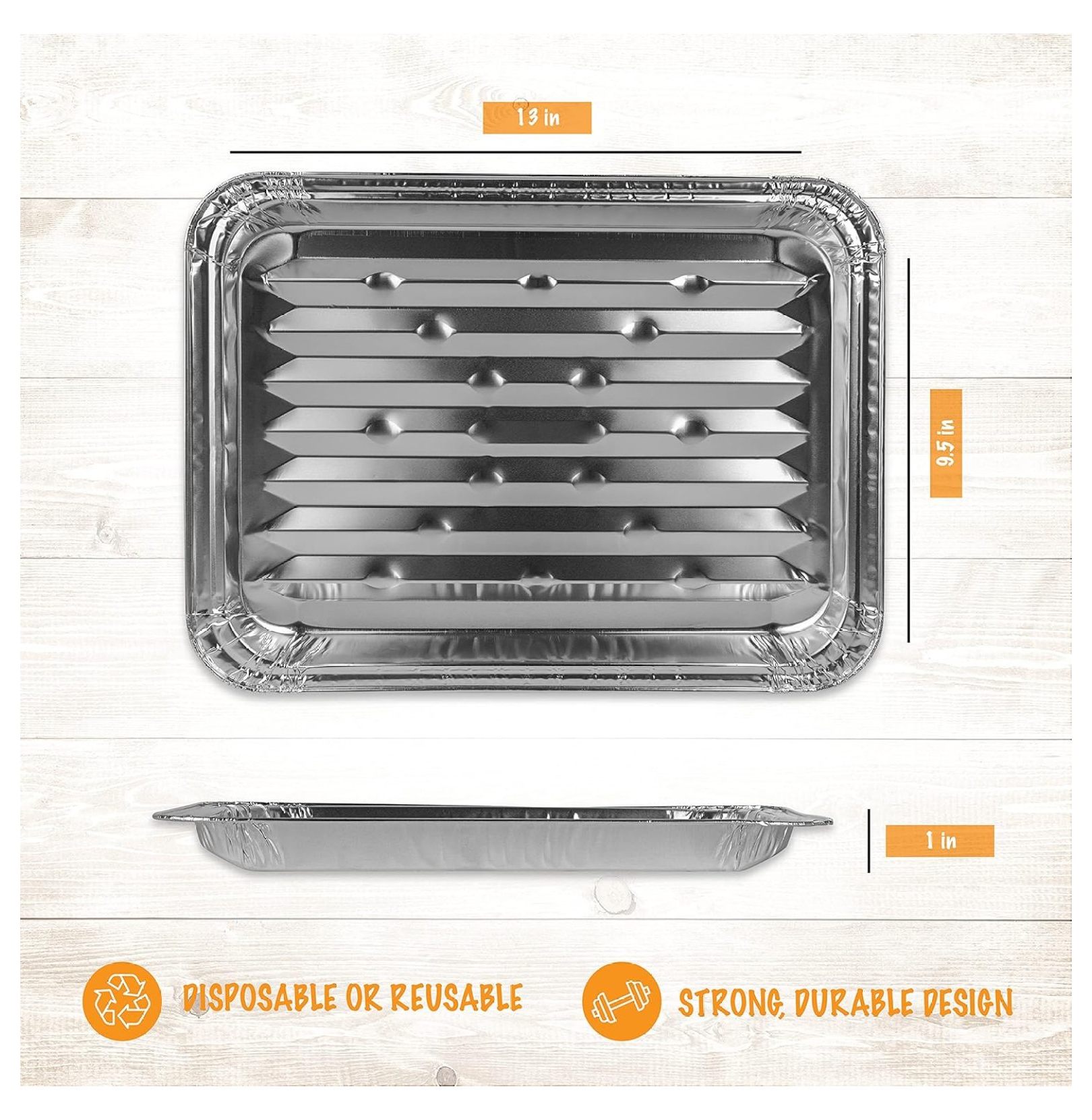 50 Pack Disposable Aluminum Grill Liners Toppers Aluminum Broiler Pans