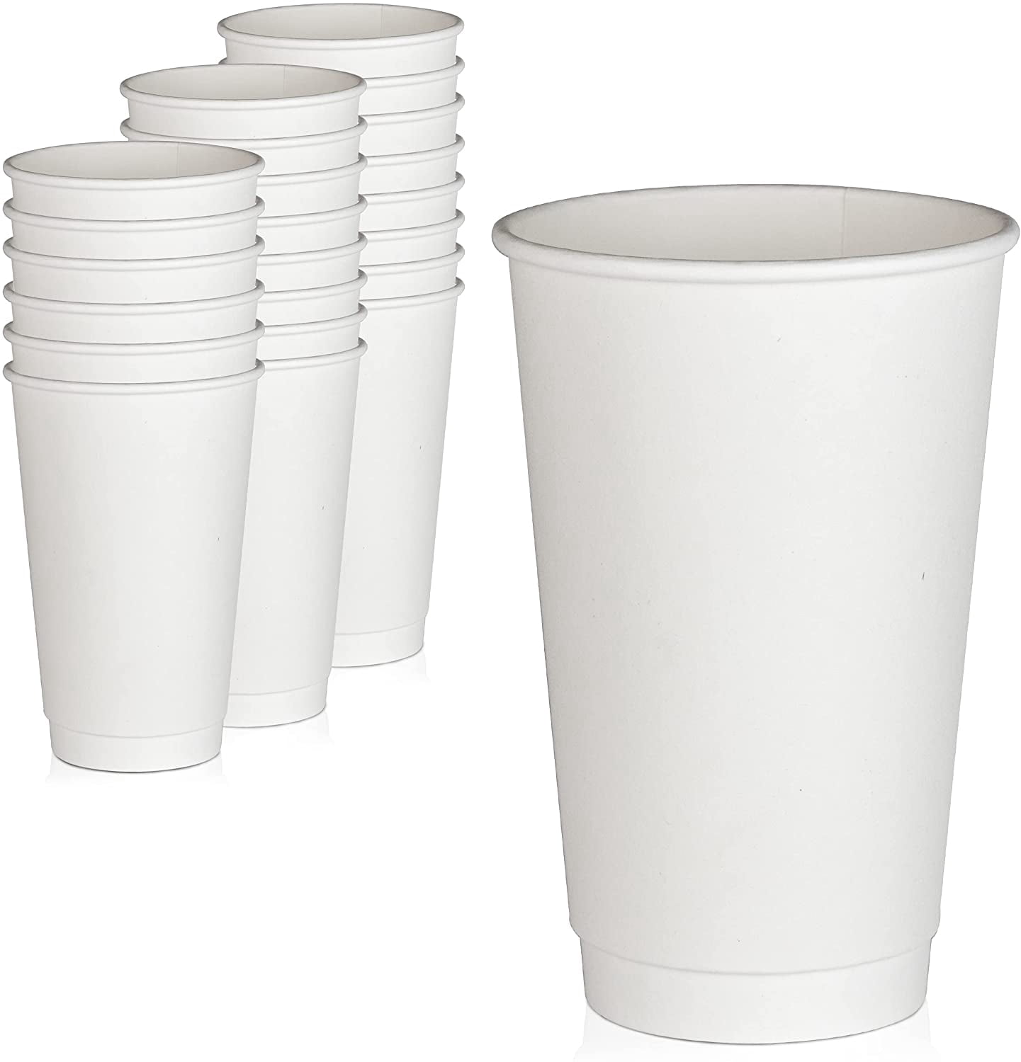 [50 Pack] Disposable Coffee Cups - 16 oz White Double Wall Insulated To Go  Coffee Cups - Kraft Paper Cups for Chocolate Tea, Espresso, and Cocoa ...