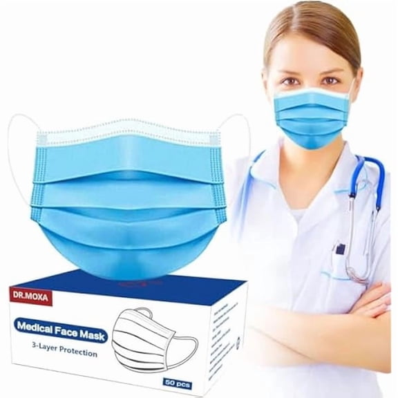 50 Pack Disposable Face Masks ASTM Level 2, Medical Grade Masks for Protection- Comfortable,Soft, Breathable