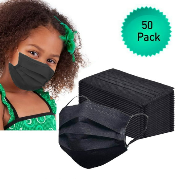 50 Pack Disposable Kids Face Mask, Child Size, 3 Ply, Ear Loop