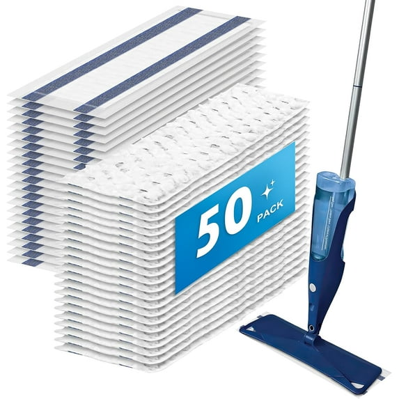 50 Pack Disposable Microfiber Cleaning Mop Pads for Bona Mop Series, Heavy Duty Disposable Sweeping Pad Replacement Refill