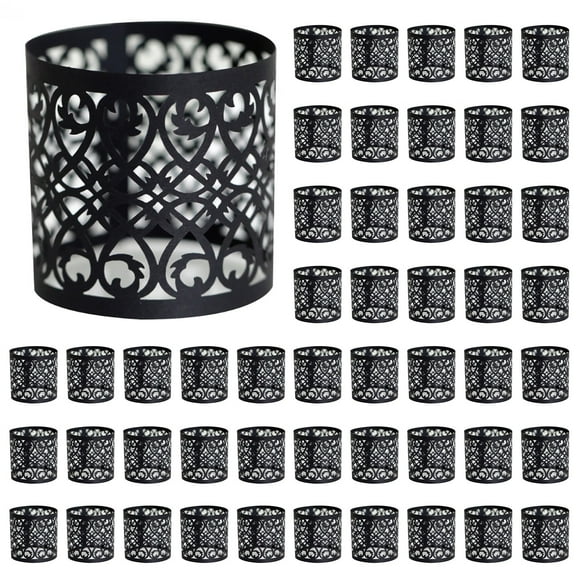 50-Pack Disposable Paper Napkin Rings - Cut Foil Adhesive Rings for Table Setting Decoration, Flexible for Flat Storage, Dinner Party Wedding