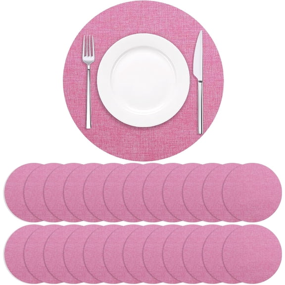 50 Pack Disposable Placemats, Pink Round 13 Inch Table Mates, Charger Doilies Table Placemates for Wedding Birthday Party Dining Table Holiday Home Decoration