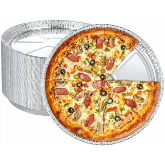 50 Pack Disposable Round Foil Pizza Pans A  num Pizza Pans for Personal Pizzas, 11 Inch Round Tin Foil Pan for Cookies, Cake, Focaccia-Freezer & Oven Safe