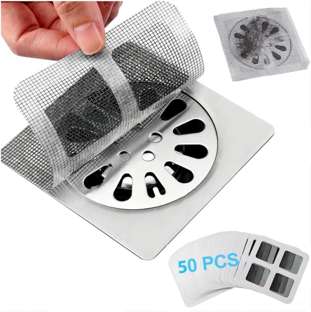 50 Pack Disposable Shower Drain Hair Catcher - Mesh Stickers for Bath ...